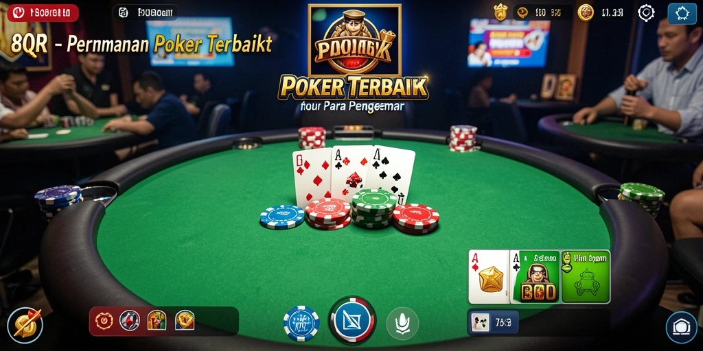 Tangkapan layar gameplay Poker di 8QR menampilkan aksi seru permainan.