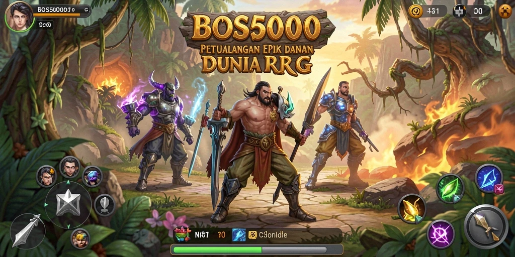Tampilan gameplay menakjubkan di dunia RPG BOS5000.