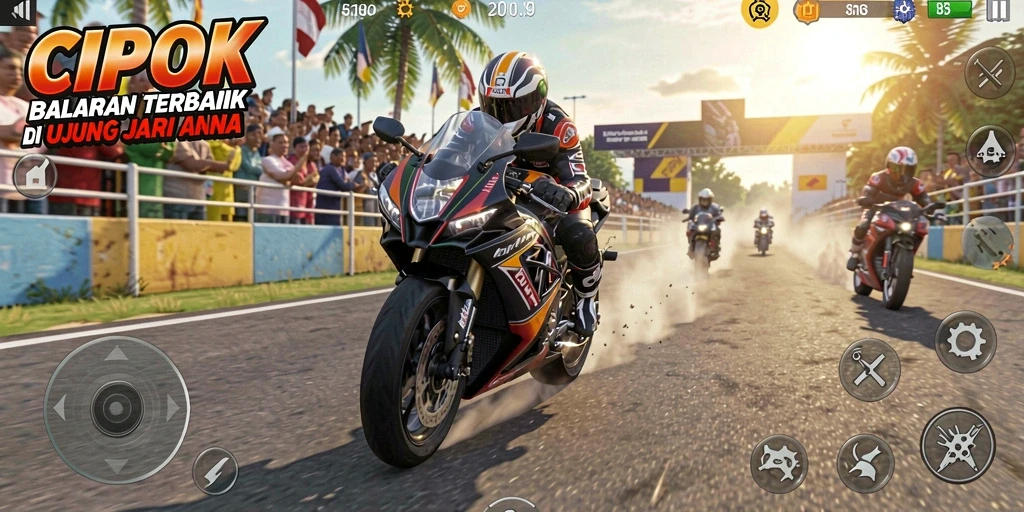 Tampilan gameplay menegangkan dari balapan motor di CIPOK.
