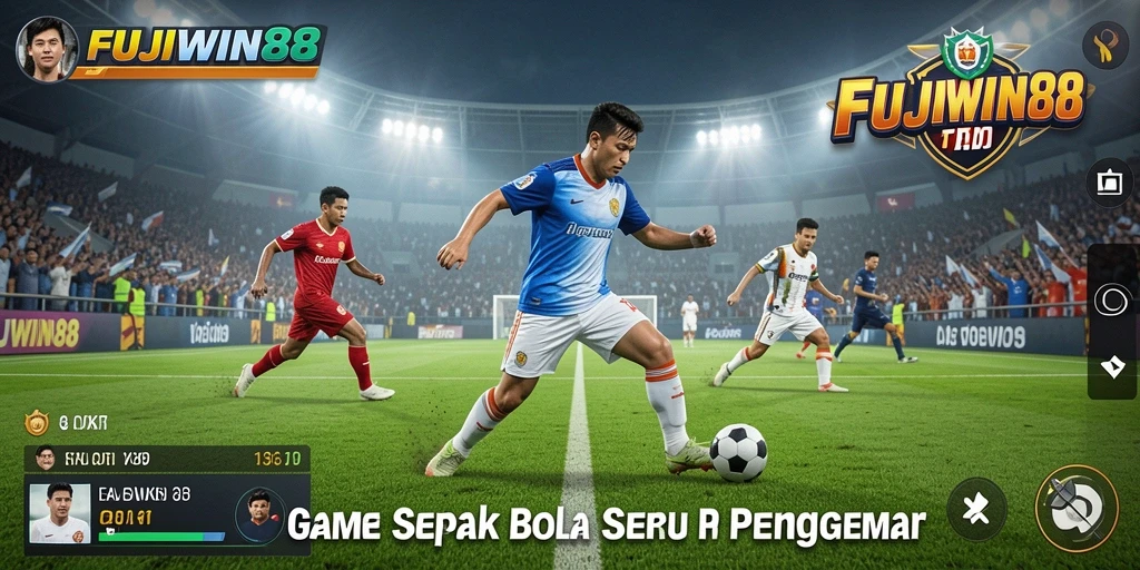 Tampilan gameplay seru di FUJIWIN88 dengan aksi sepak bola yang mendebarkan.