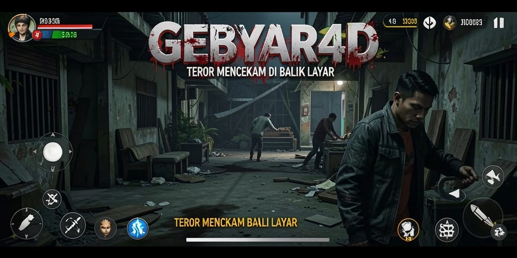 Tampilan gameplay GEBYAR4D yang menyeramkan dan mencekam.