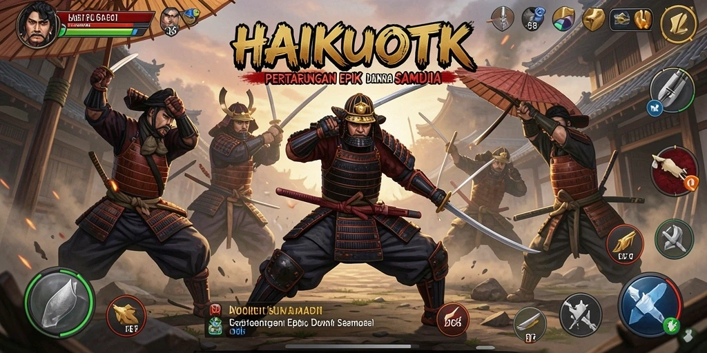 Tampilan mendebarkan dari HAIKUOTK dengan karakter bertarung di arena.
