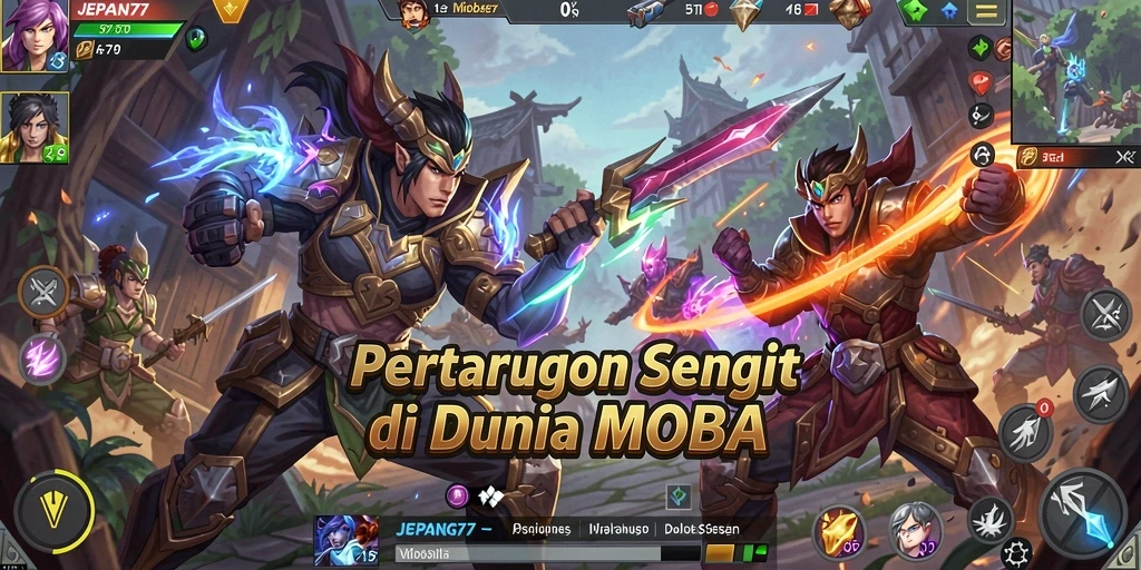 Screenshot gameplay MOBA JEPANG77 yang seru dan dinamis.