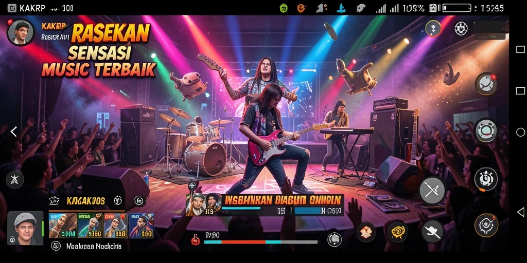 Tampilan gameplay KAKRP saat pemain menantang skill musik mereka.