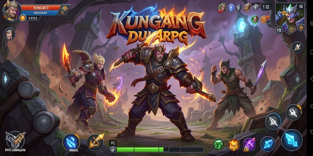Tangkapan layar gameplay <strong>KING403</strong> menampilkan pertarungan seru di dunia fantasi.