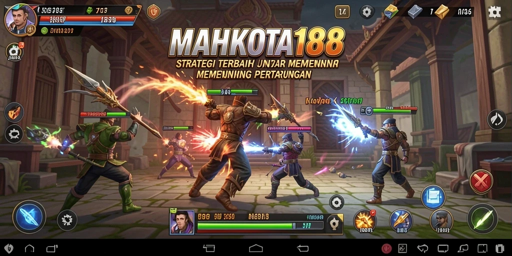 Screenshot gameplay MAHKOTA188 menampilkan pertempuran strategis yang intens.