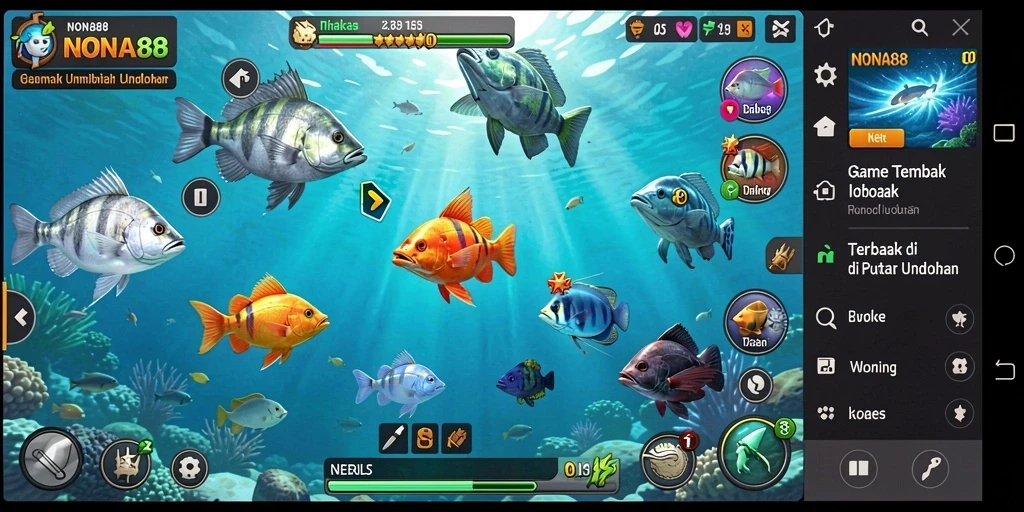 Screenshot NONA88 menampilkan aksi seru dalam permainan Tembak Ikan.