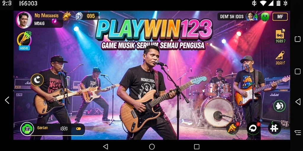 Tampilan gameplay PLAYWIN123 yang penuh warna dan energik.