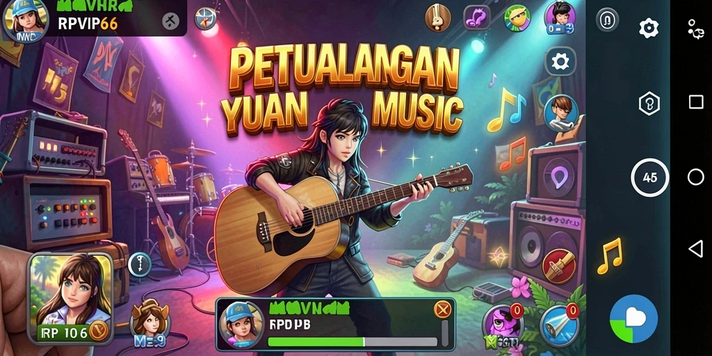 Screenshot gameplay RPVIP6 menampilkan aksi seru dalam permainan musik.