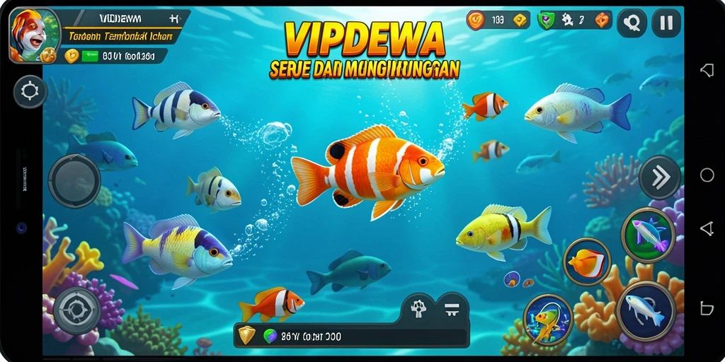 Screenshot gameplay VIPDEWA yang menampilkan aksi menangkap ikan.